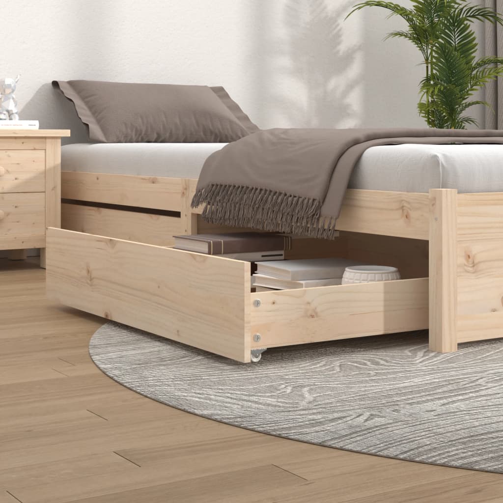 vidaXL Szuflady pod łóżko, 2 szt., lite drewno sosnowe