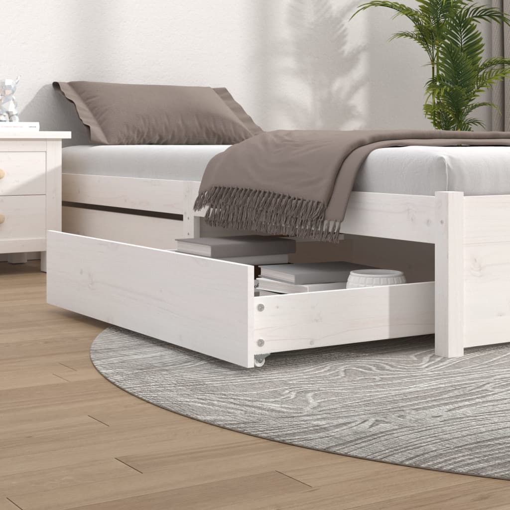 vidaXL Szuflady pod łóżko, 2 szt., białe, lite drewno sosnowe