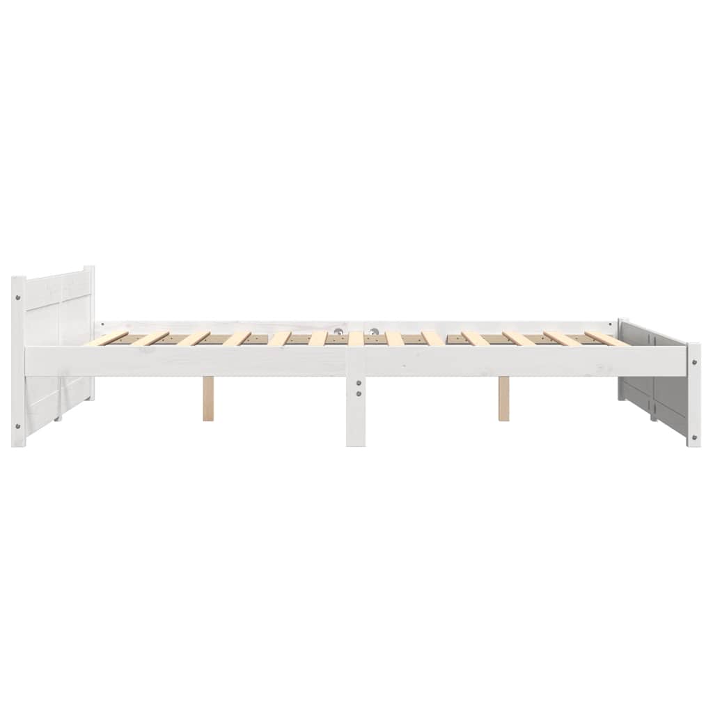 vidaXL Rama łóżka, biała, lite drewno, 135x190 cm, podwójna