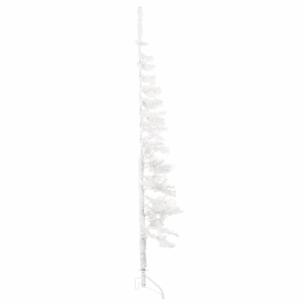 vidaXL Smukła choinka połówka ze stojakiem, sztuczna, biała, 150 cm