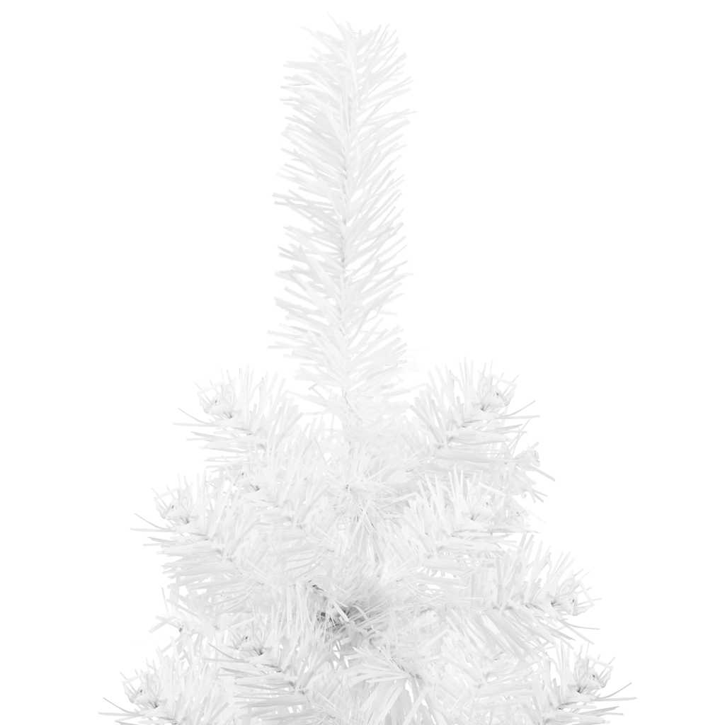 vidaXL Smukła choinka połówka ze stojakiem, sztuczna, biała, 150 cm