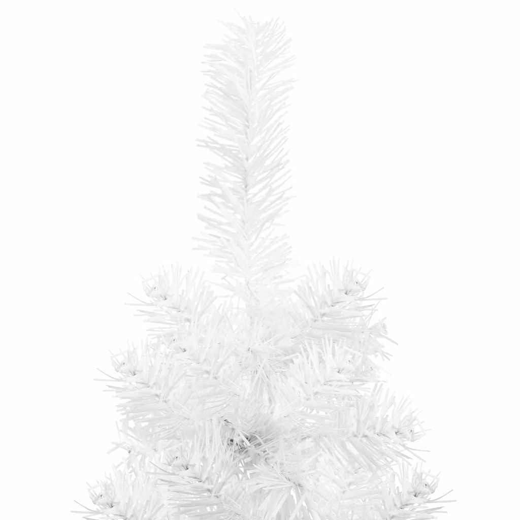 vidaXL Smukła choinka połówka ze stojakiem, sztuczna, biała, 210 cm
