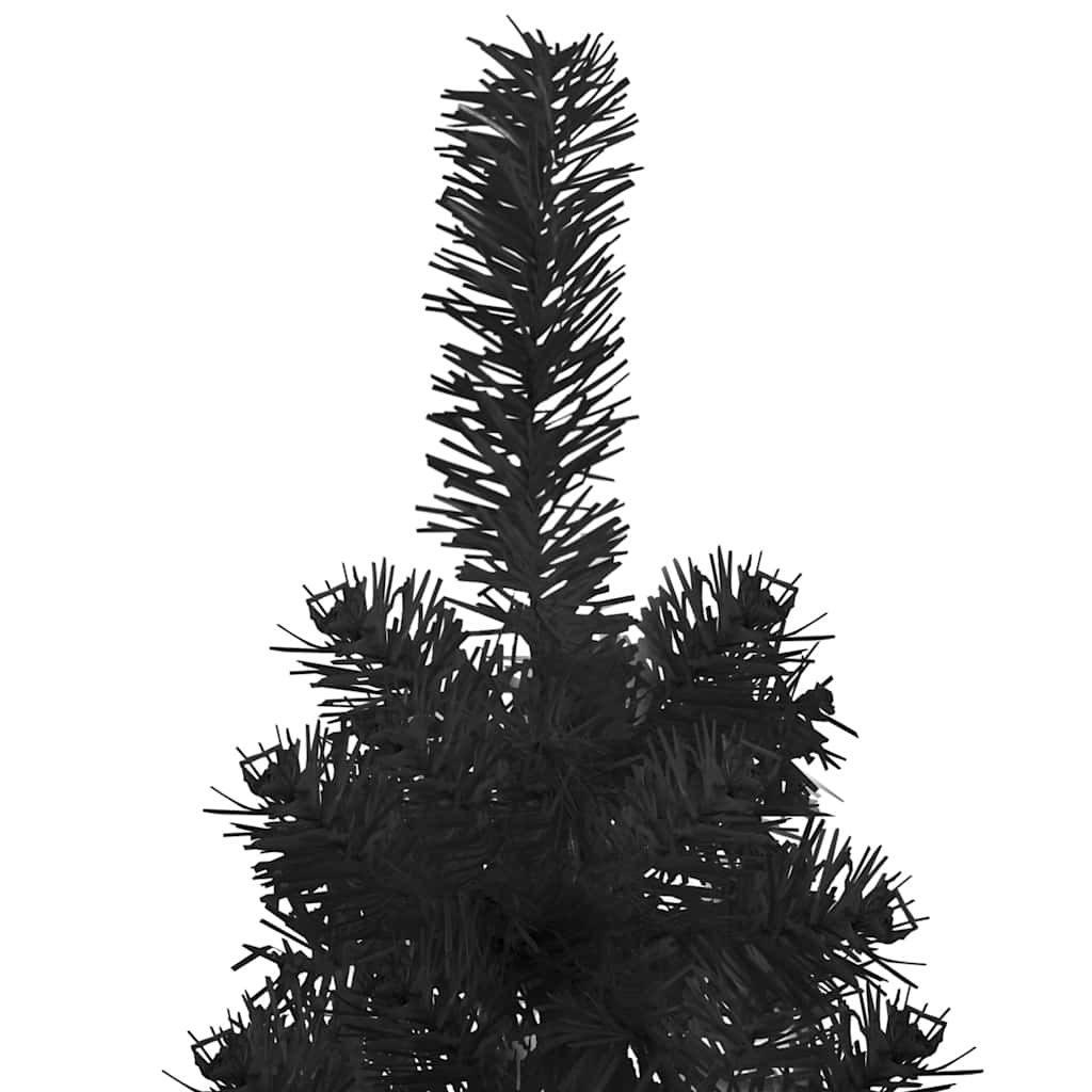 vidaXL Smukła choinka połówka ze stojakiem, sztuczna, czarna, 210 cm