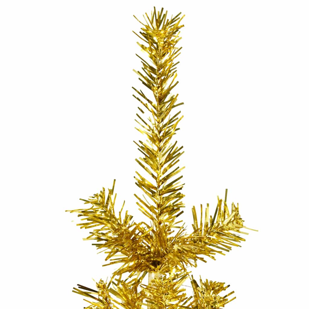 vidaXL Smukła choinka połówka ze stojakiem, sztuczna, złota, 210 cm