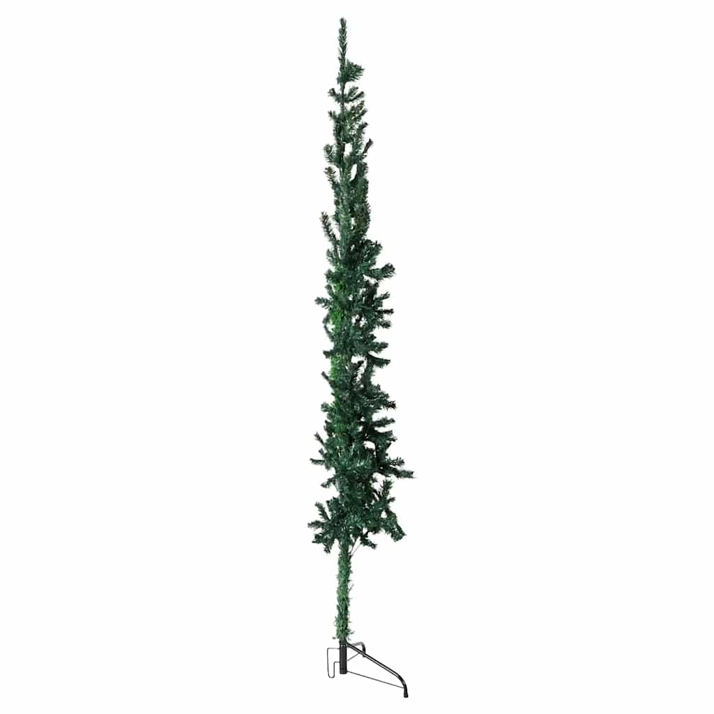 vidaXL Smukła choinka połówka ze stojakiem, sztuczna, zielona, 210 cm