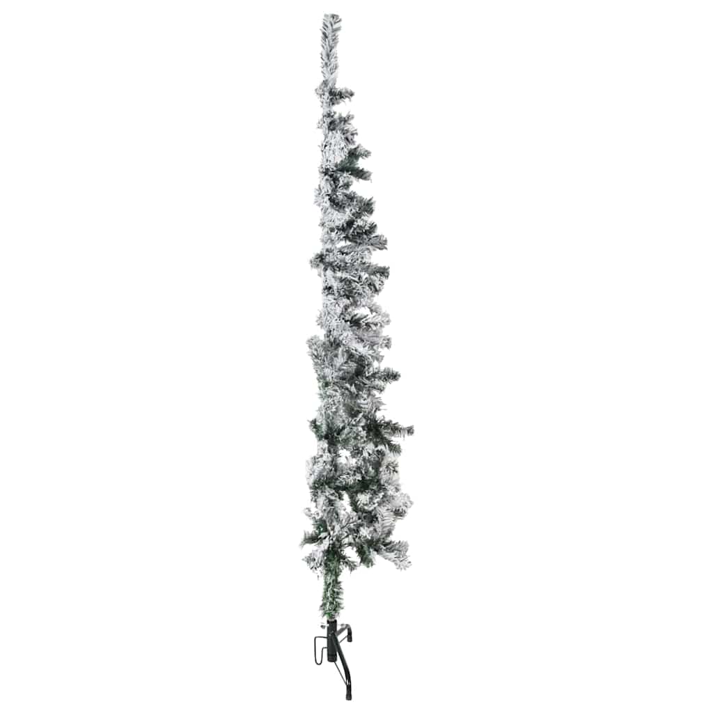 vidaXL Smukła choinka połówka, sztuczna, ośnieżona, 150 cm