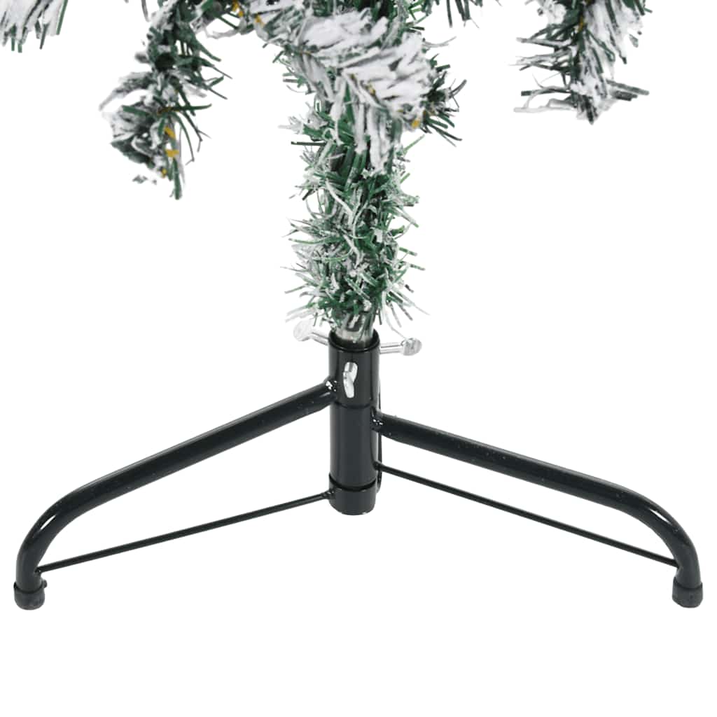 vidaXL Smukła choinka połówka, sztuczna, ośnieżona, 150 cm