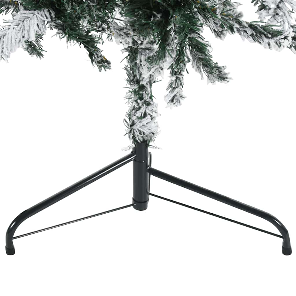 vidaXL Smukła choinka połówka, sztuczna, ośnieżona, 180 cm