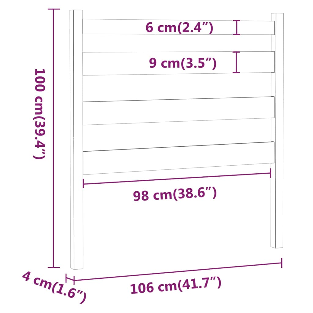 vidaXL Wezgłowie łóżka, białe, 106x4x100 cm, lite drewno sosnowe