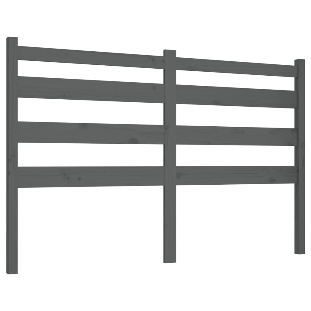 vidaXL Wezgłowie łóżka, szare, 126x4x100 cm, lite drewno sosnowe