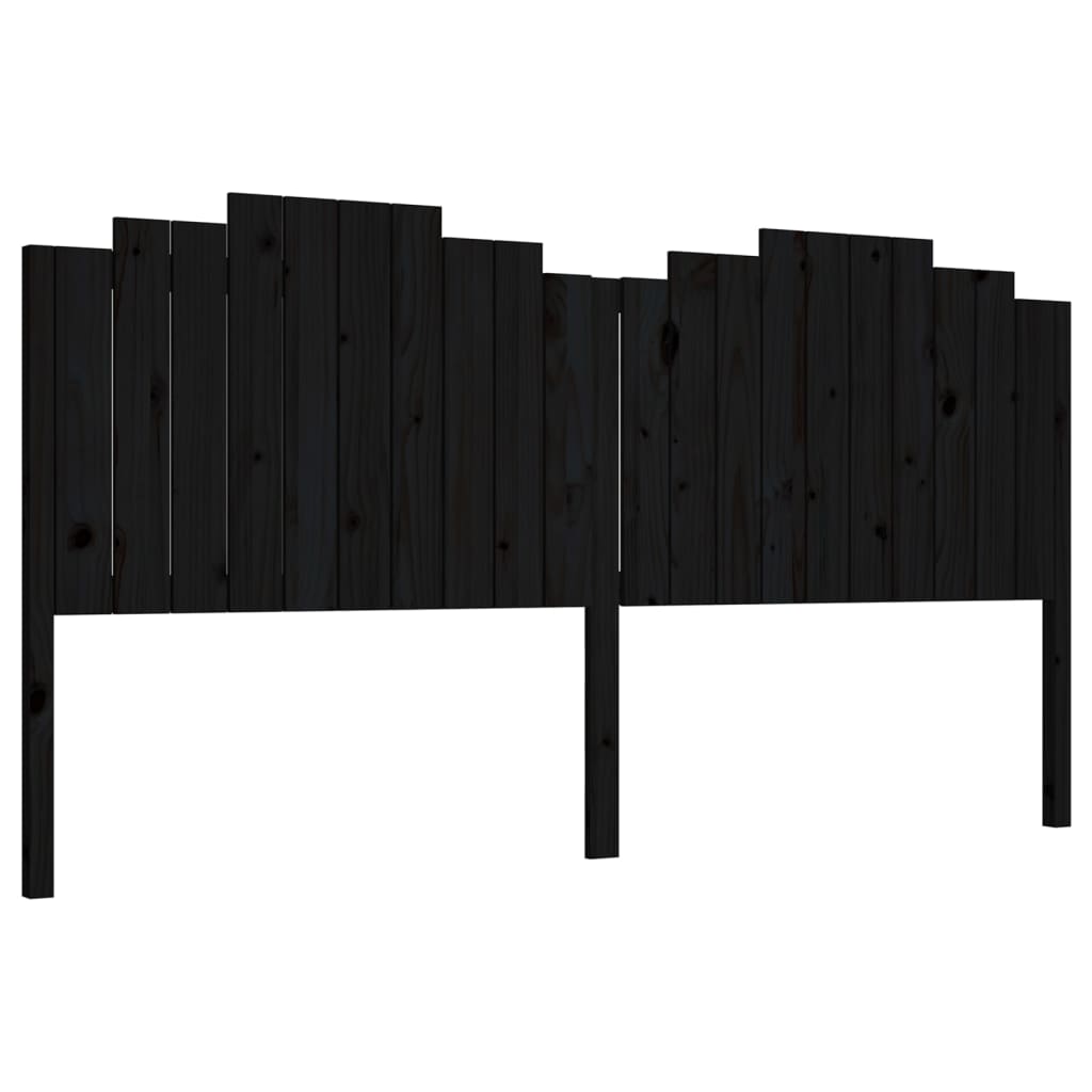vidaXL Wezgłowie łóżka, czarne, 206x4x110 cm, lite drewno sosnowe