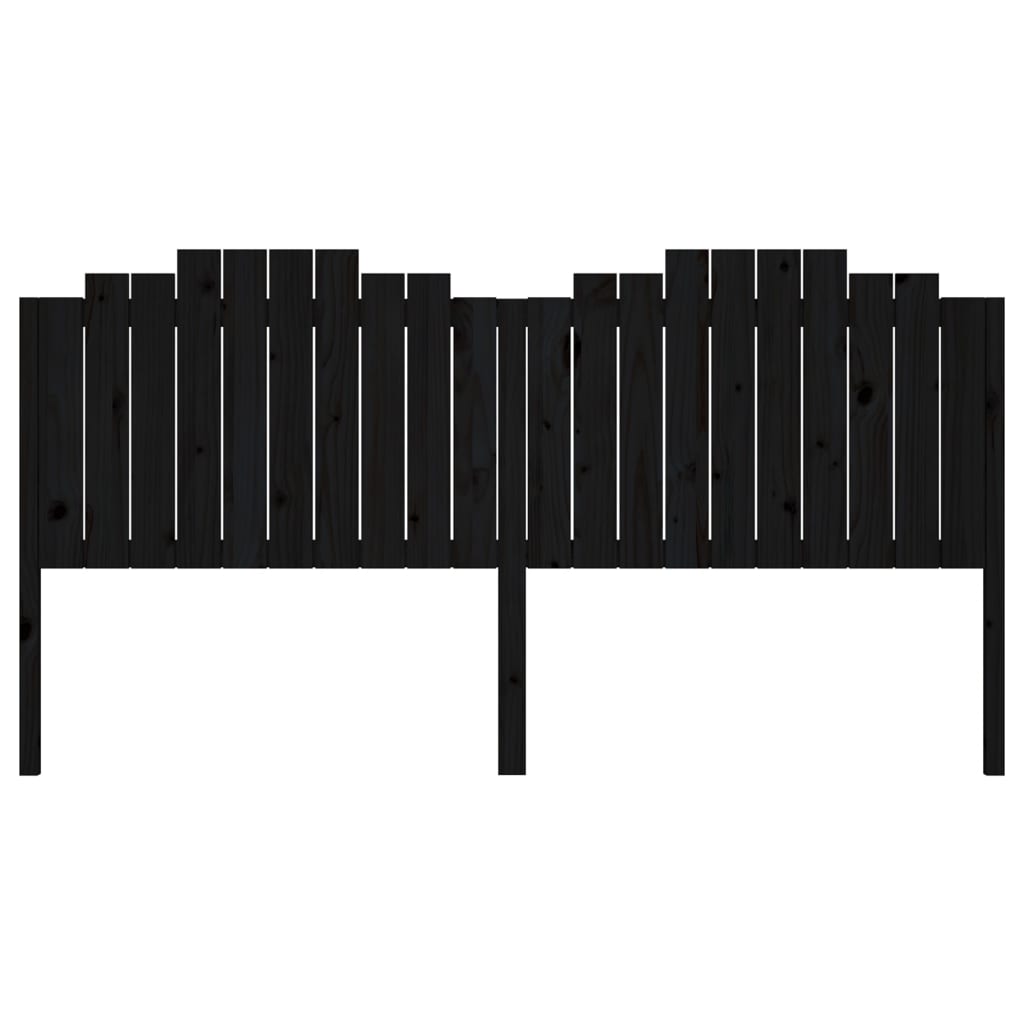 vidaXL Wezgłowie łóżka, czarne, 206x4x110 cm, lite drewno sosnowe