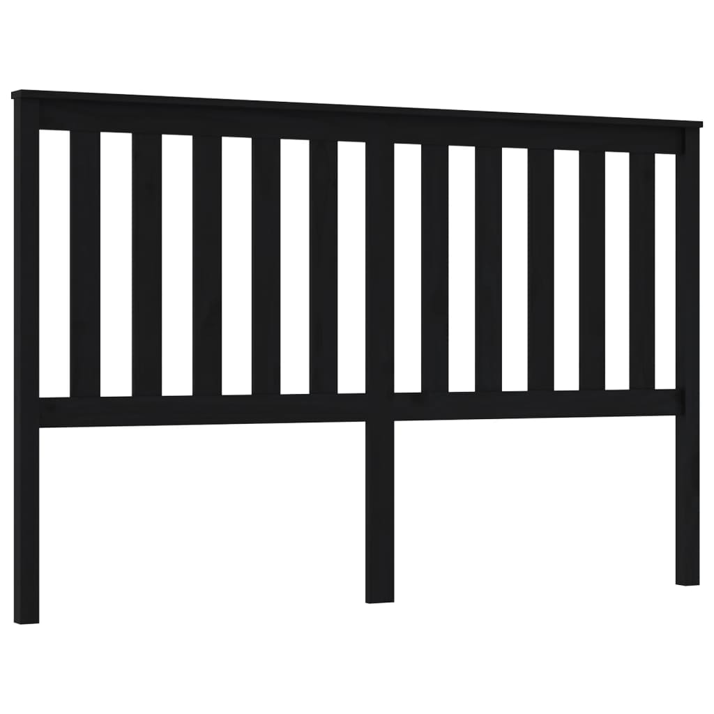 vidaXL Wezgłowie łóżka, czarne, 166x6x101 cm, lite drewno sosnowe