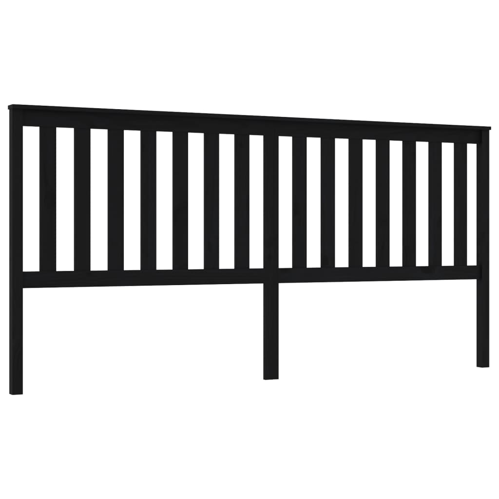 vidaXL Wezgłowie łóżka, czarne, 206x6x101 cm, lite drewno sosnowe
