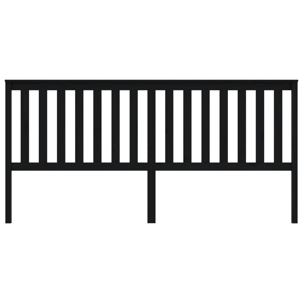 vidaXL Wezgłowie łóżka, czarne, 206x6x101 cm, lite drewno sosnowe