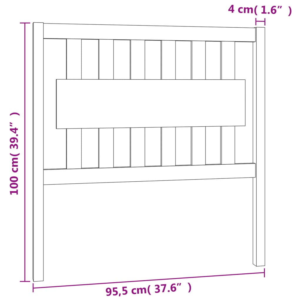 vidaXL Wezgłowie łóżka, 95,5x4x100 cm, lite drewno sosnowe