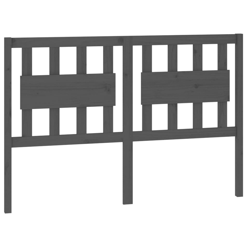 vidaXL Wezgłowie łóżka, szare, 125,5x4x100 cm, lite drewno sosnowe