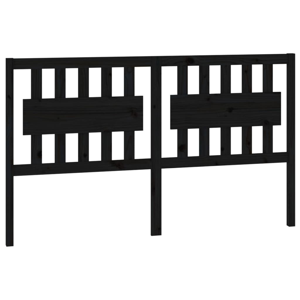 vidaXL Wezgłowie łóżka, czarne, 155,5x4x100 cm, lite drewno sosnowe