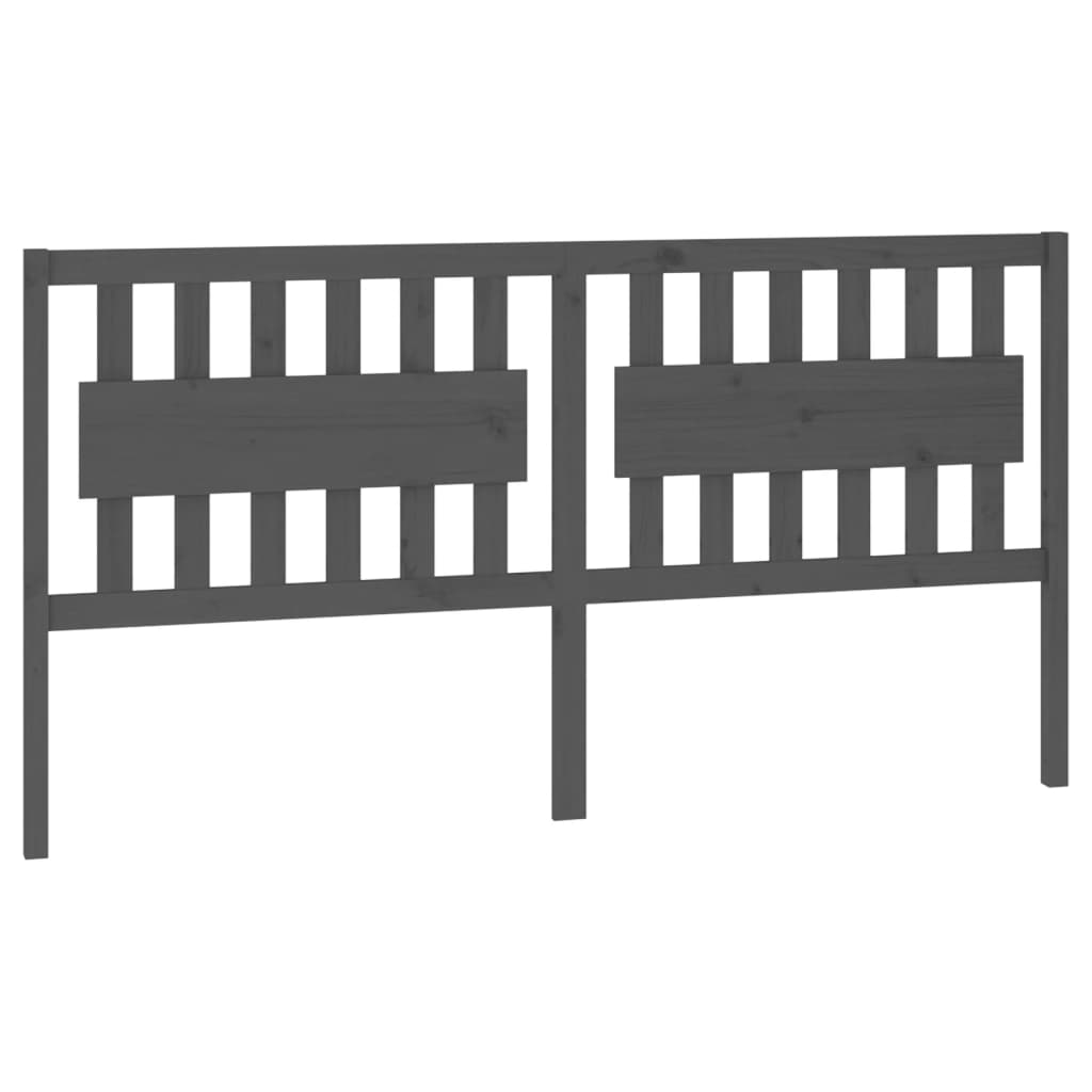 vidaXL Wezgłowie łóżka, szare, 185,5x4x100 cm, lite drewno sosnowe
