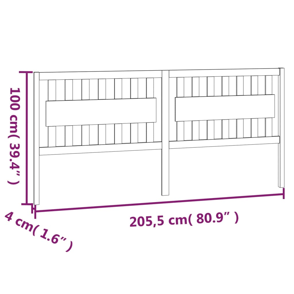 vidaXL Wezgłowie łóżka, 205,5x4x100 cm, lite drewno sosnowe