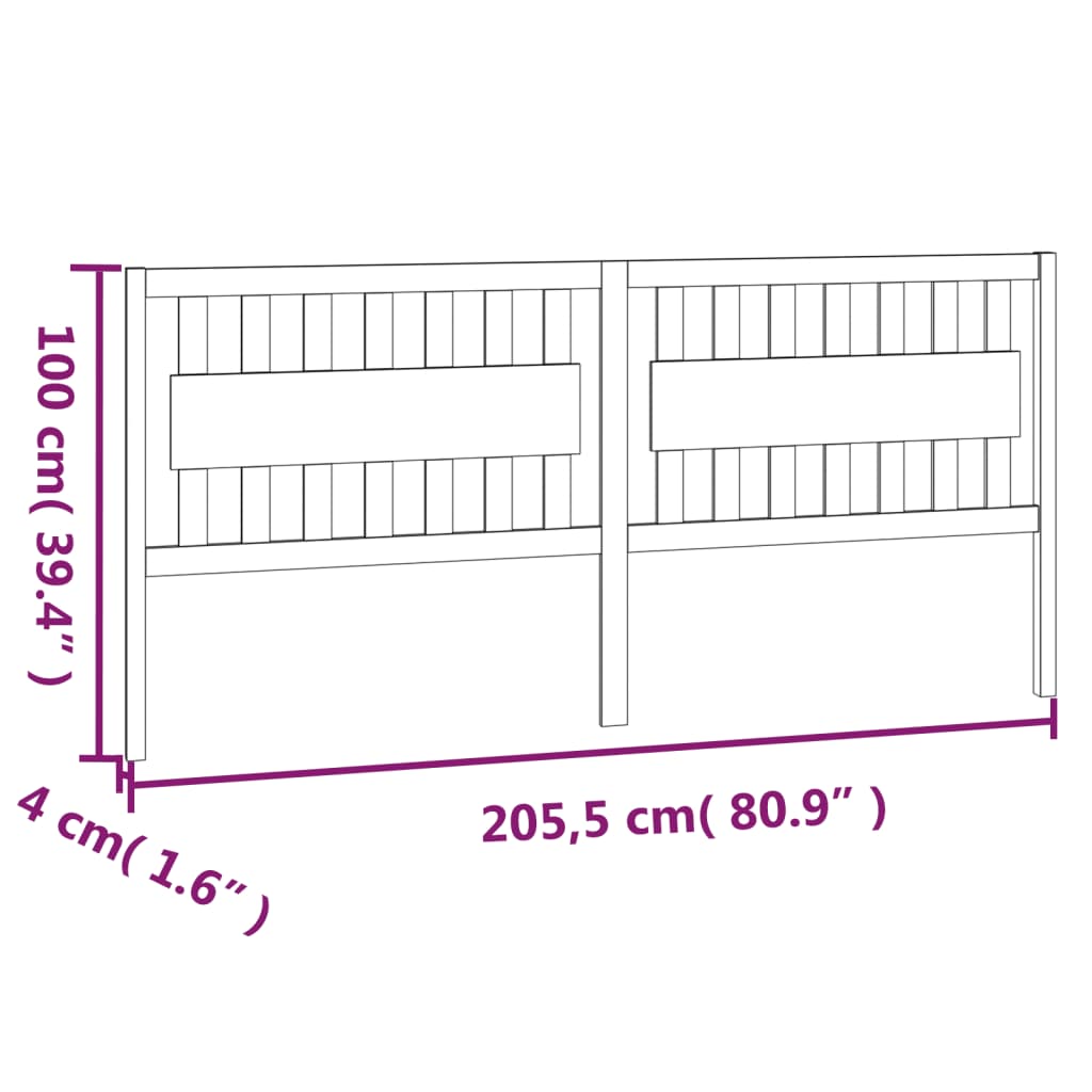 vidaXL Wezgłowie łóżka, białe, 205,5x4x100 cm, lite drewno sosnowe