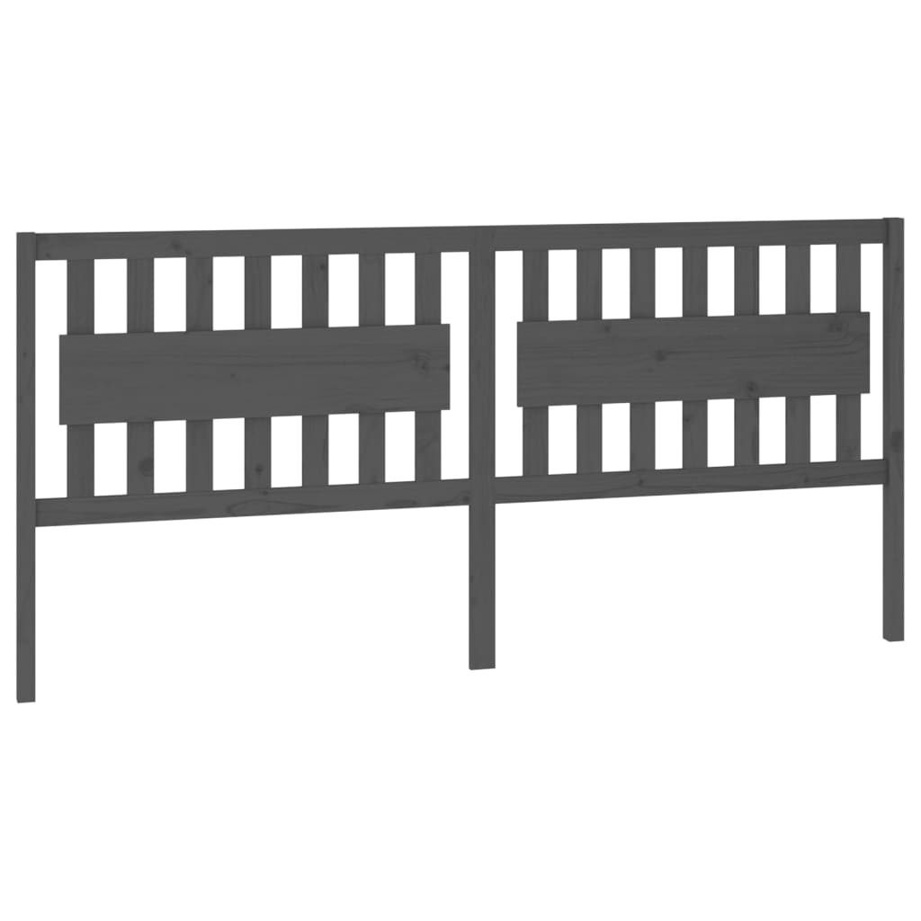 vidaXL Wezgłowie łóżka, szare, 205,5x4x100 cm, lite drewno sosnowe