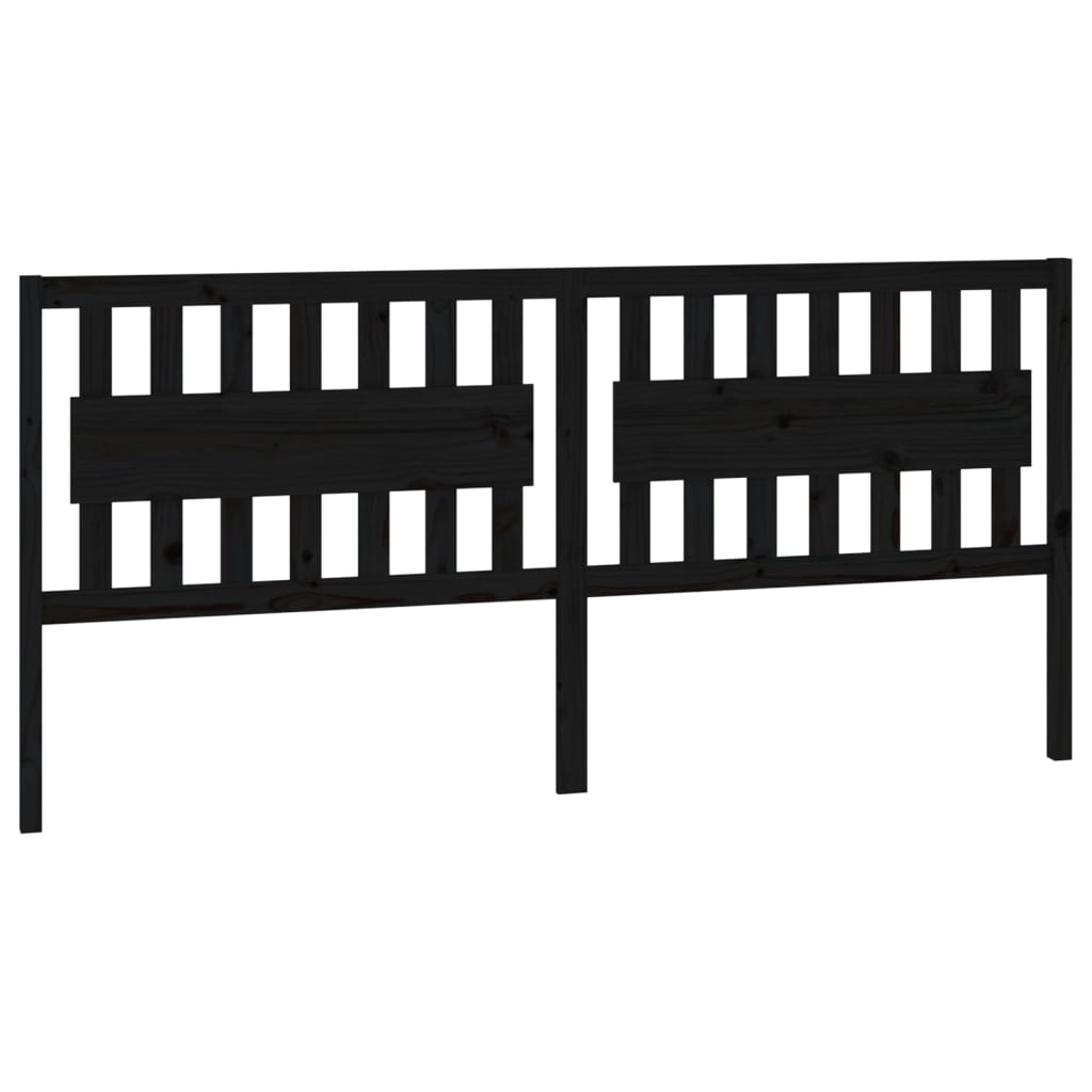 vidaXL Wezgłowie łóżka, czarne, 205,5x4x100 cm, lite drewno sosnowe