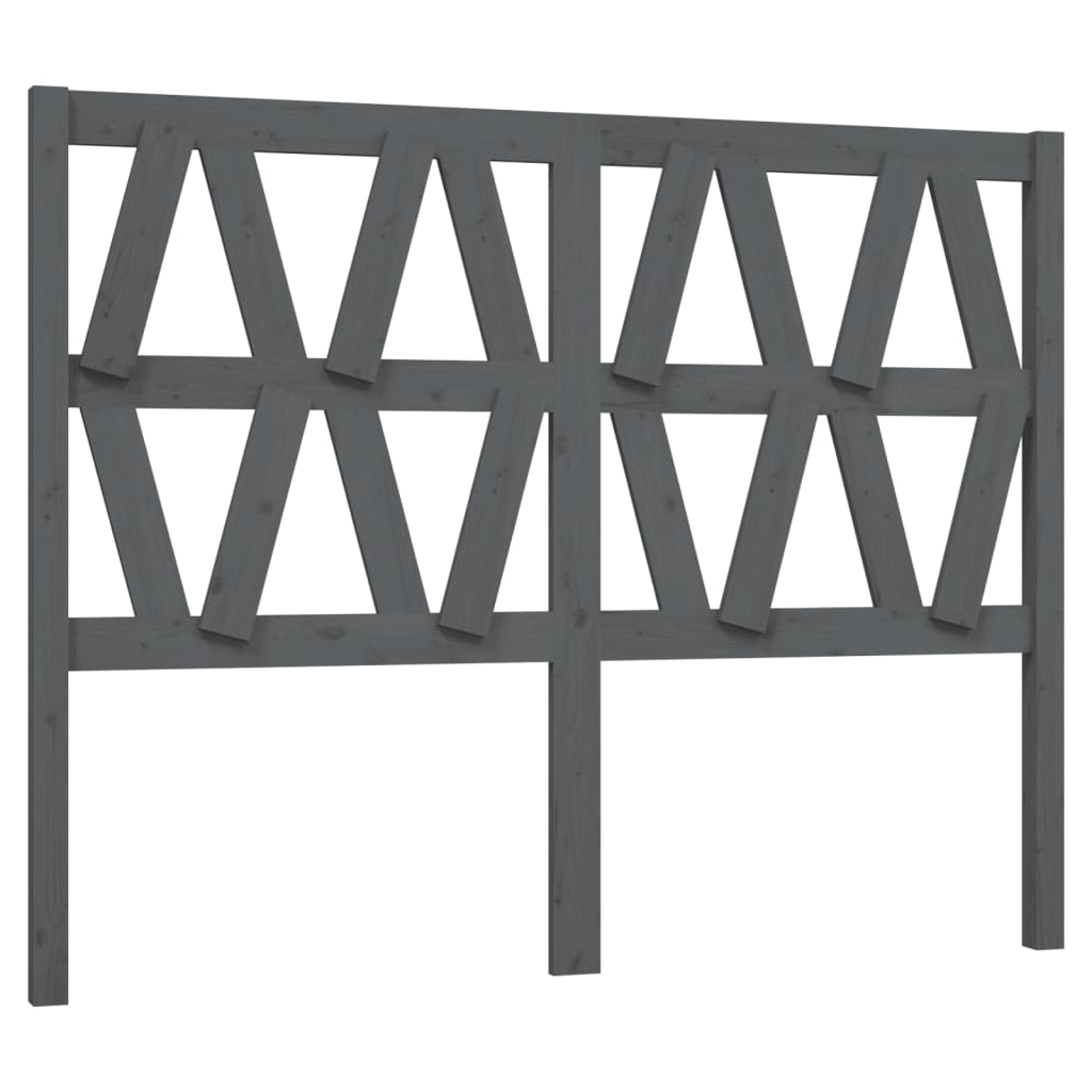 vidaXL Wezgłowie łóżka, szare, 126x4x100 cm, lite drewno sosnowe