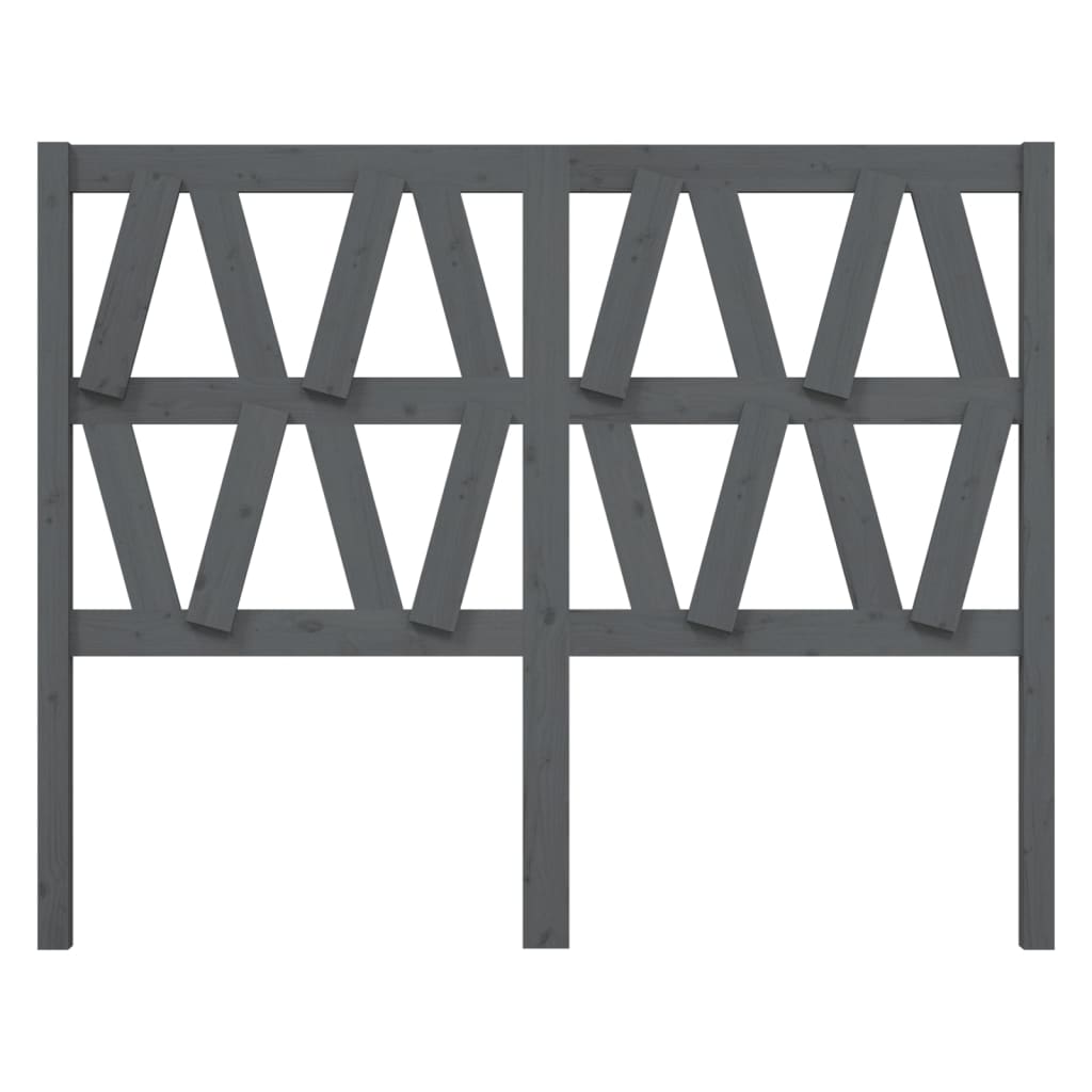 vidaXL Wezgłowie łóżka, szare, 126x4x100 cm, lite drewno sosnowe