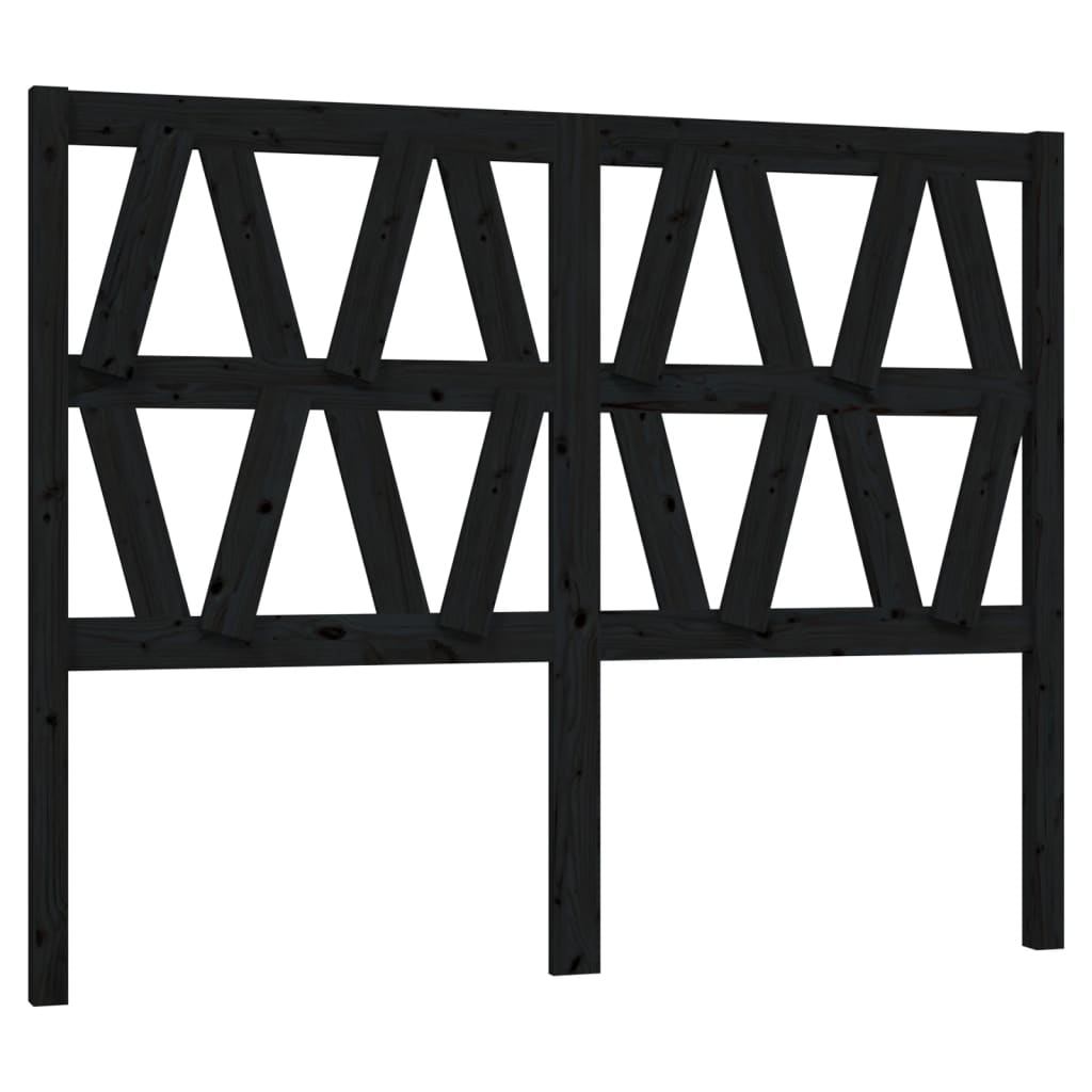 vidaXL Wezgłowie łóżka, czarne, 126x4x100 cm, lite drewno sosnowe