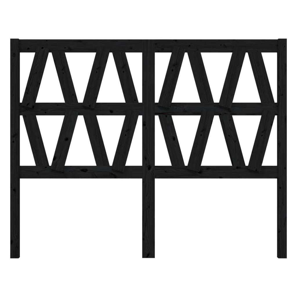 vidaXL Wezgłowie łóżka, czarne, 126x4x100 cm, lite drewno sosnowe