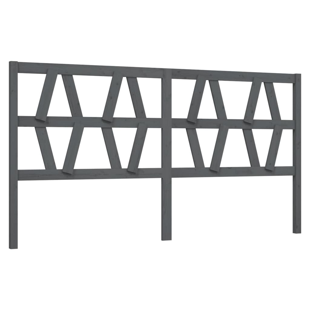 vidaXL Wezgłowie łóżka, szare, 206x4x100 cm, lite drewno sosnowe