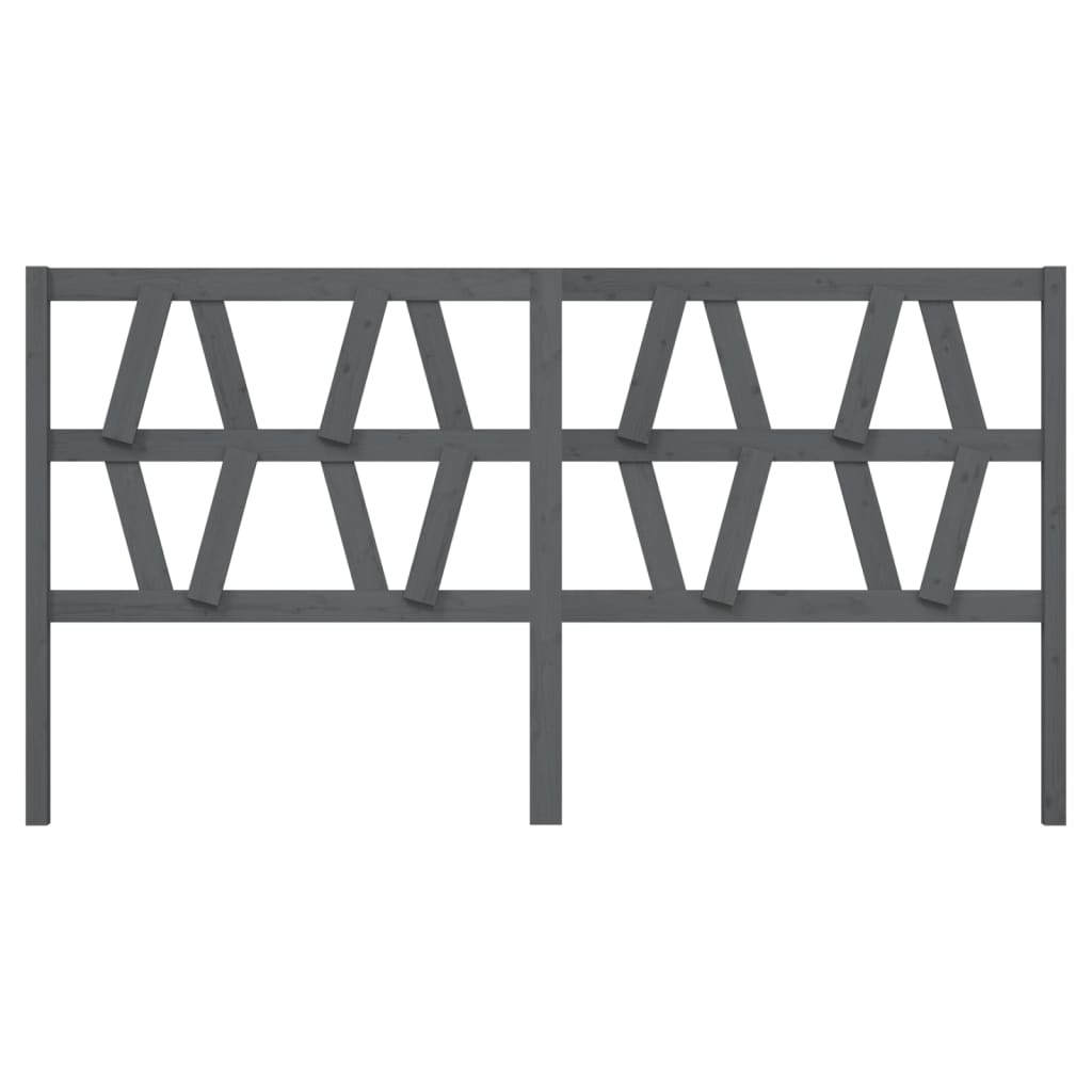 vidaXL Wezgłowie łóżka, szare, 206x4x100 cm, lite drewno sosnowe