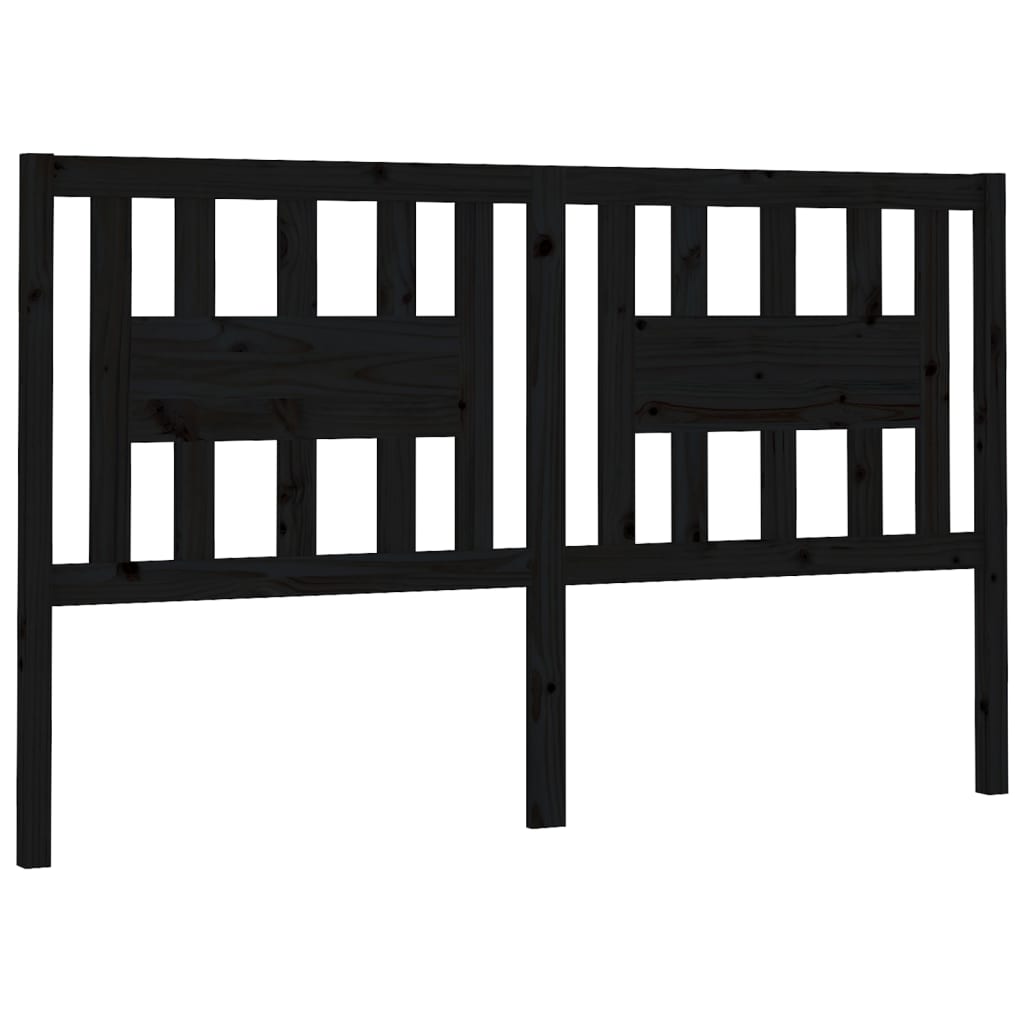vidaXL Wezgłowie łóżka, czarne, 206x4x100 cm, lite drewno sosnowe