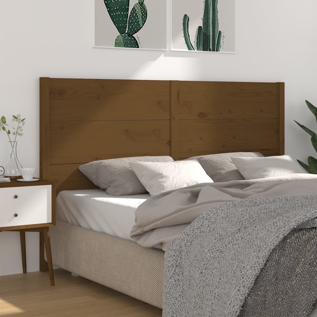 vidaXL Wezgłowie łóżka, brązowe, 126x4x100 cm, lite drewno sosnowe