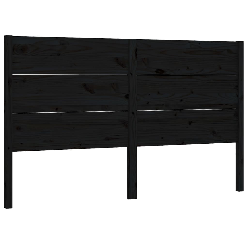 vidaXL Wezgłowie łóżka, czarne, 126x4x100 cm, lite drewno sosnowe