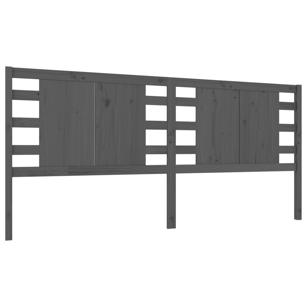vidaXL Wezgłowie łóżka, szare, 126x4x100 cm, lite drewno sosnowe