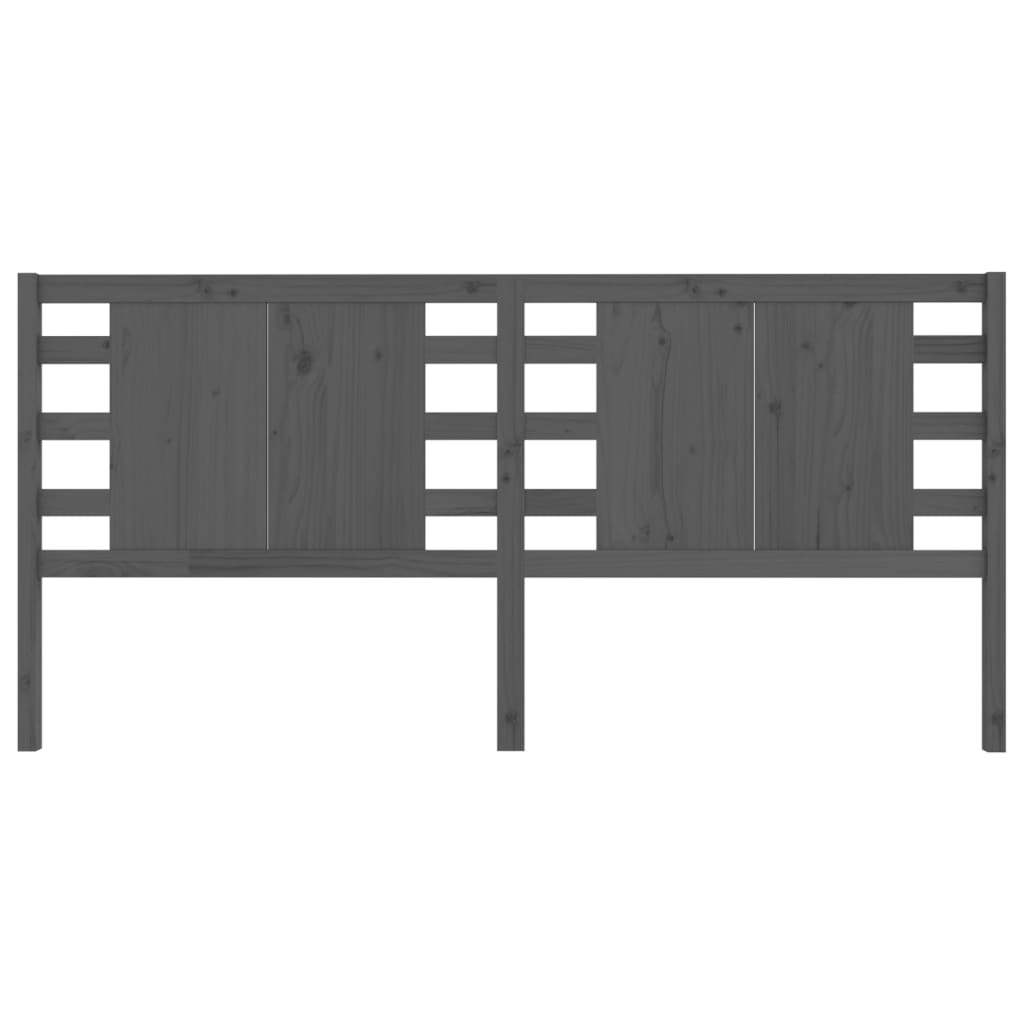 vidaXL Wezgłowie łóżka, szare, 126x4x100 cm, lite drewno sosnowe