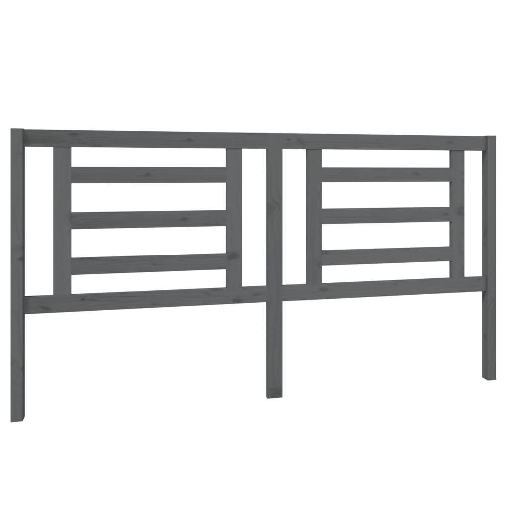 vidaXL Wezgłowie łóżka, szare, 186x4x100 cm, lite drewno sosnowe