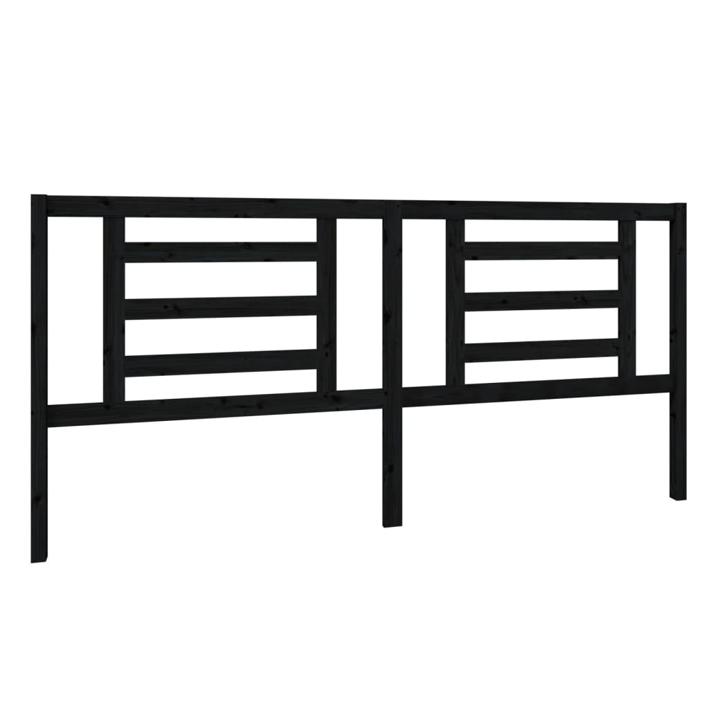 vidaXL Wezgłowie łóżka, czarne, 206x4x100 cm, lite drewno sosnowe