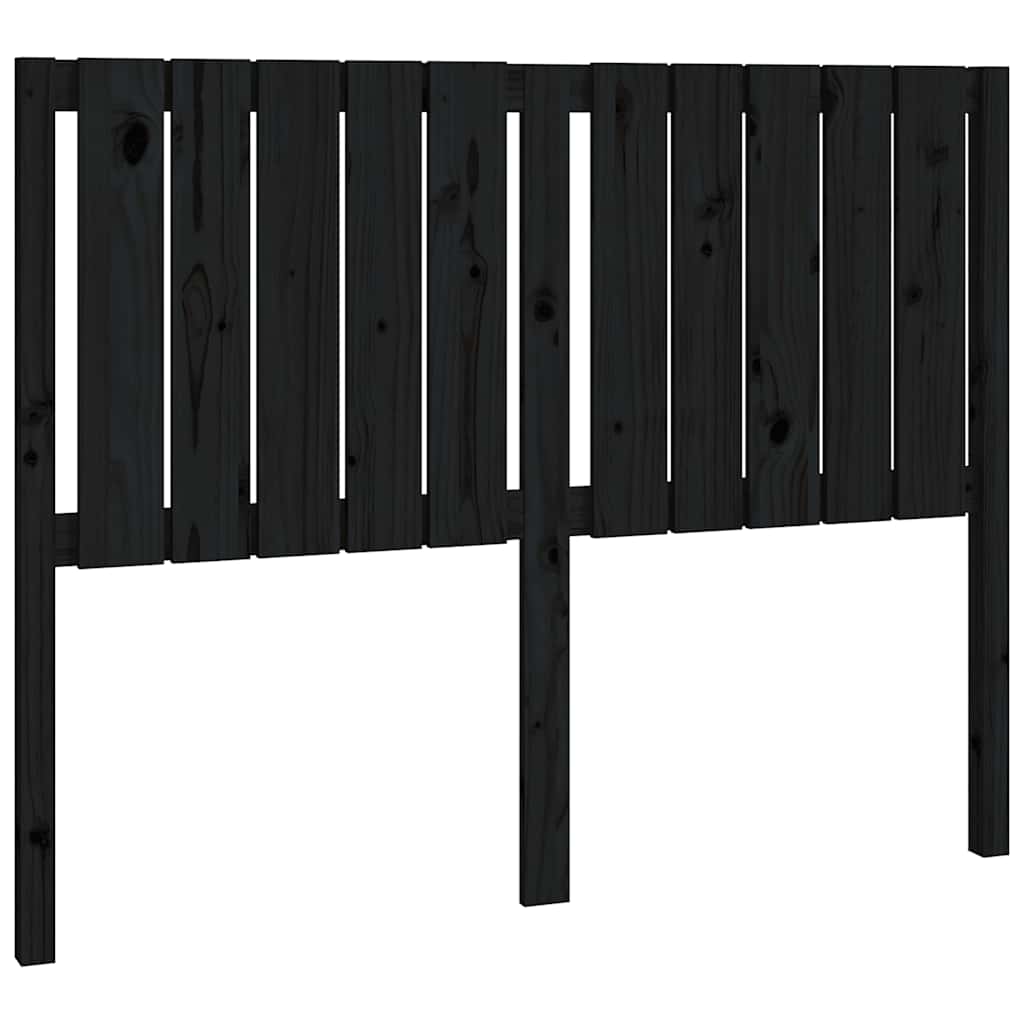 vidaXL Wezgłowie łóżka, czarne, 125,5x4x100 cm, lite drewno sosnowe