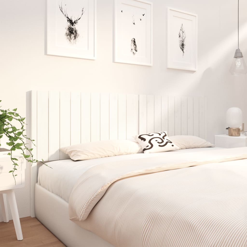 vidaXL Wezgłowie łóżka, białe, 205,5x4x100 cm, lite drewno sosnowe