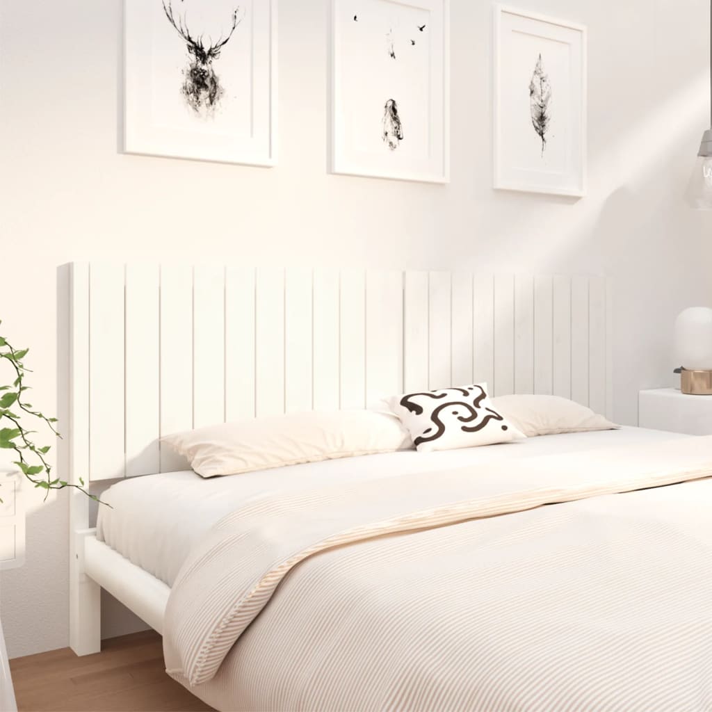 vidaXL Wezgłowie łóżka, białe, 205,5x4x100 cm, lite drewno sosnowe