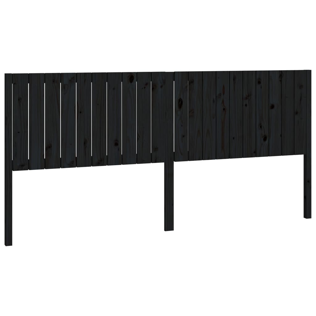 vidaXL Wezgłowie łóżka, czarne, 205,5x4x100 cm, lite drewno sosnowe