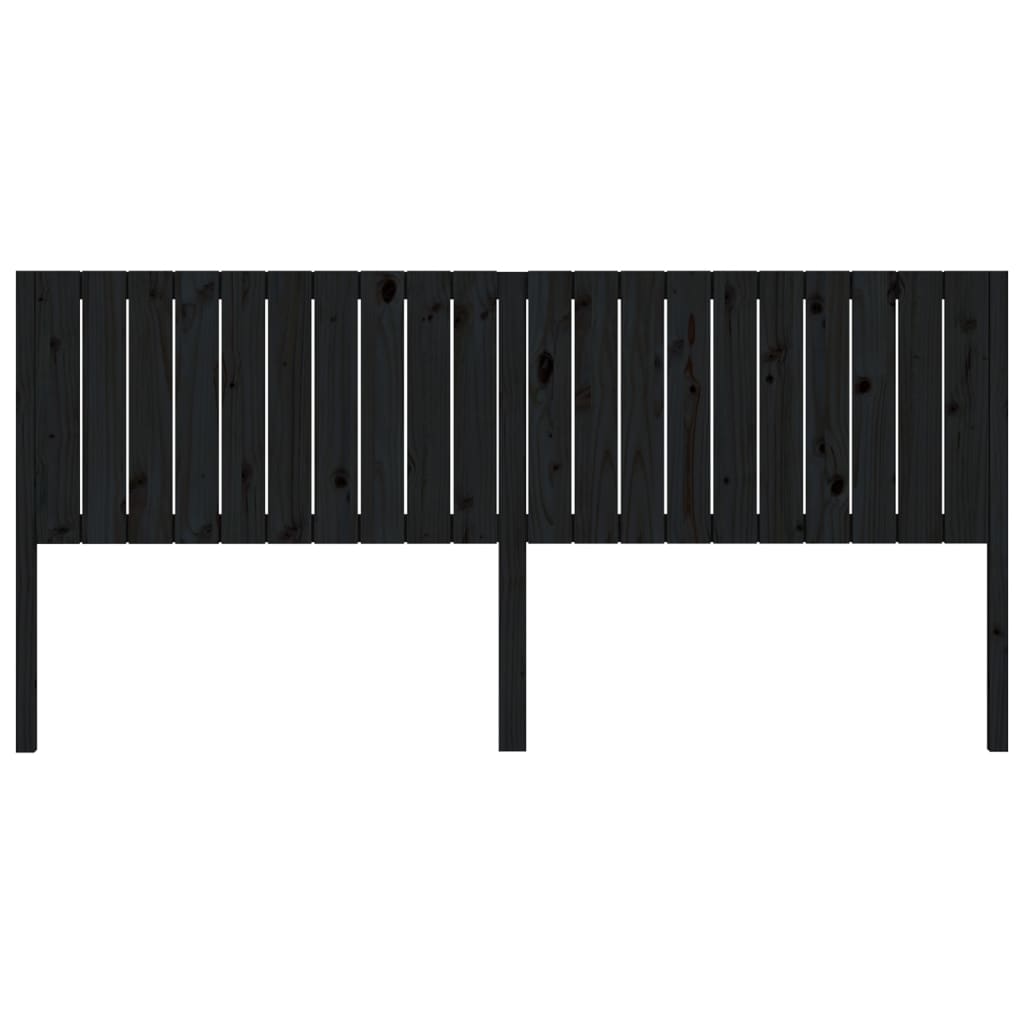 vidaXL Wezgłowie łóżka, czarne, 205,5x4x100 cm, lite drewno sosnowe
