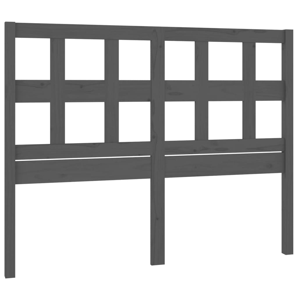 vidaXL Wezgłowie łóżka, szare, 125,5x4x100 cm, lite drewno sosnowe