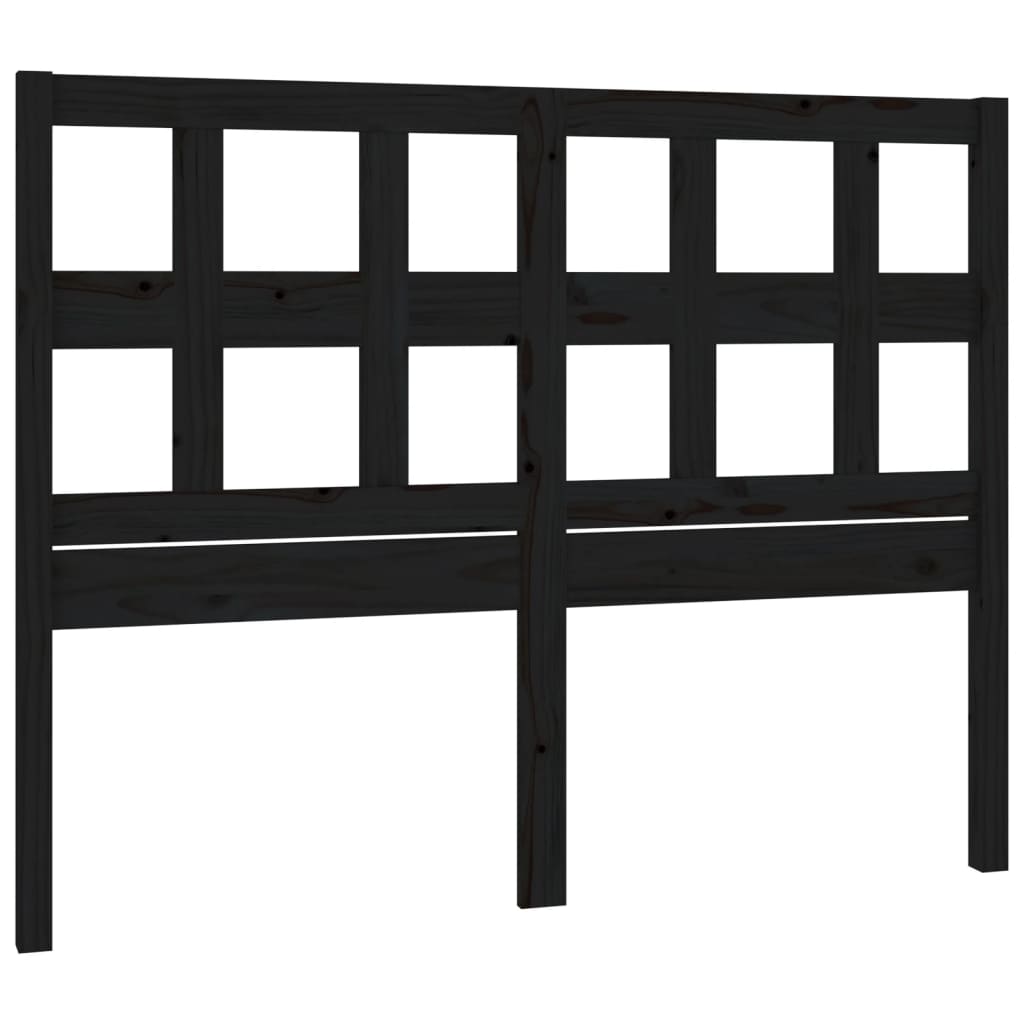 vidaXL Wezgłowie łóżka, czarne, 125,5x4x100 cm, lite drewno sosnowe
