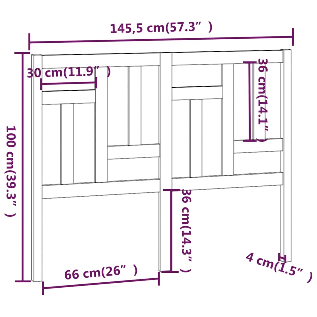 vidaXL Wezgłowie łóżka, białe, 145,5x4x100 cm, lite drewno sosnowe