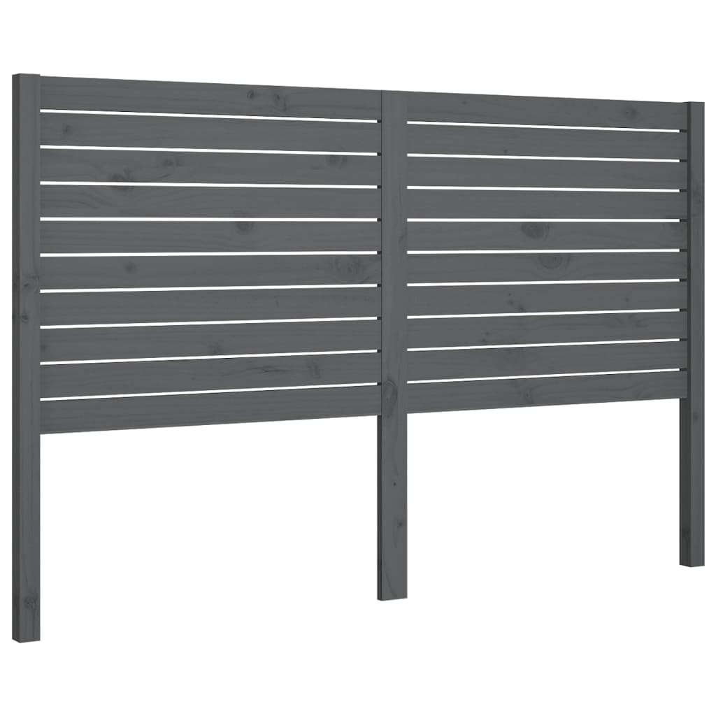 vidaXL Wezgłowie łóżka, szare, 126x4x100 cm, lite drewno sosnowe