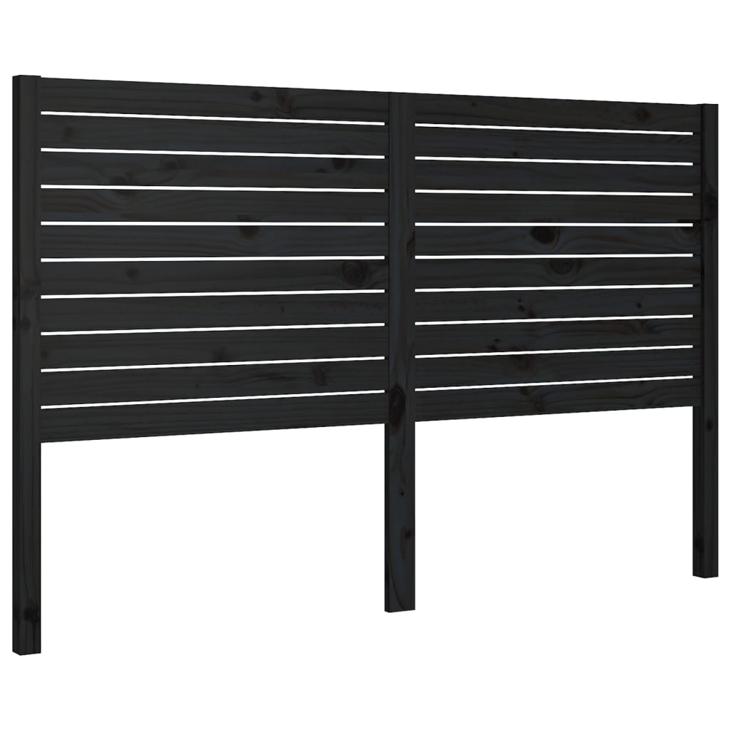 vidaXL Wezgłowie łóżka, czarne, 141x4x100 cm, lite drewno sosnowe